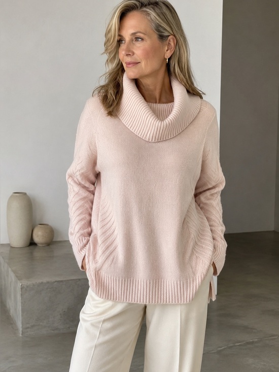 Calvin Klein Sweaters - Calvin Klein Cozy Baby Pink Ribbed Knit Turtleneck Sweater